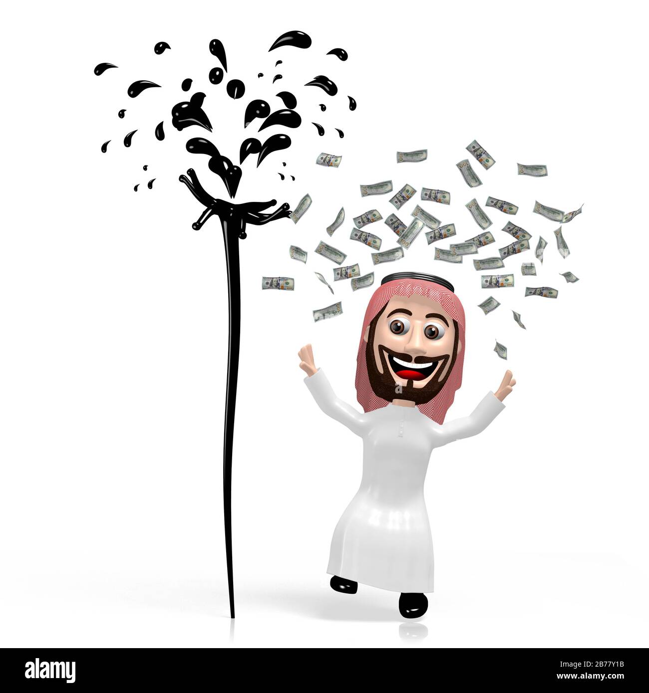 3D arab cartoon character, oil concept Stock Photo