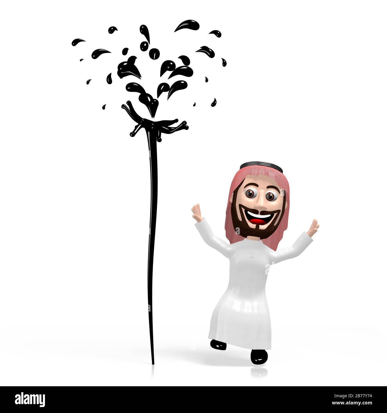 3D arab cartoon character, oil concept Stock Photo