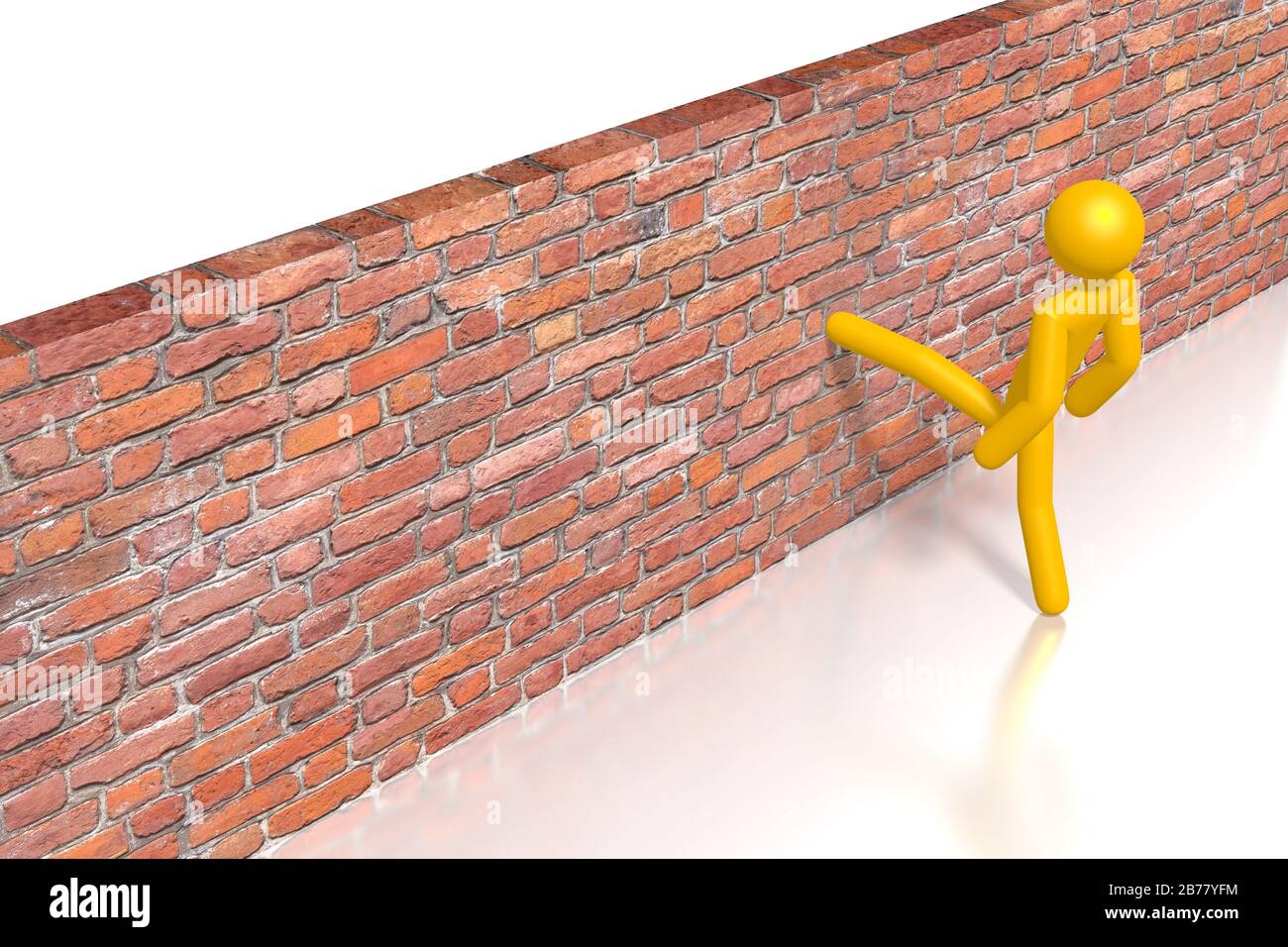 3D brick wall kicking Stock Photo Alamy