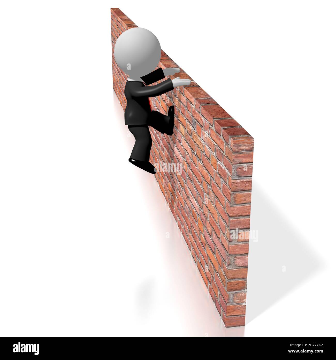 Jumping over wall/ overcoming problem concept Stock Photo
