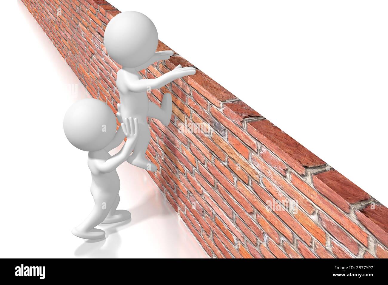 Helping getting over the wall concept Stock Photo