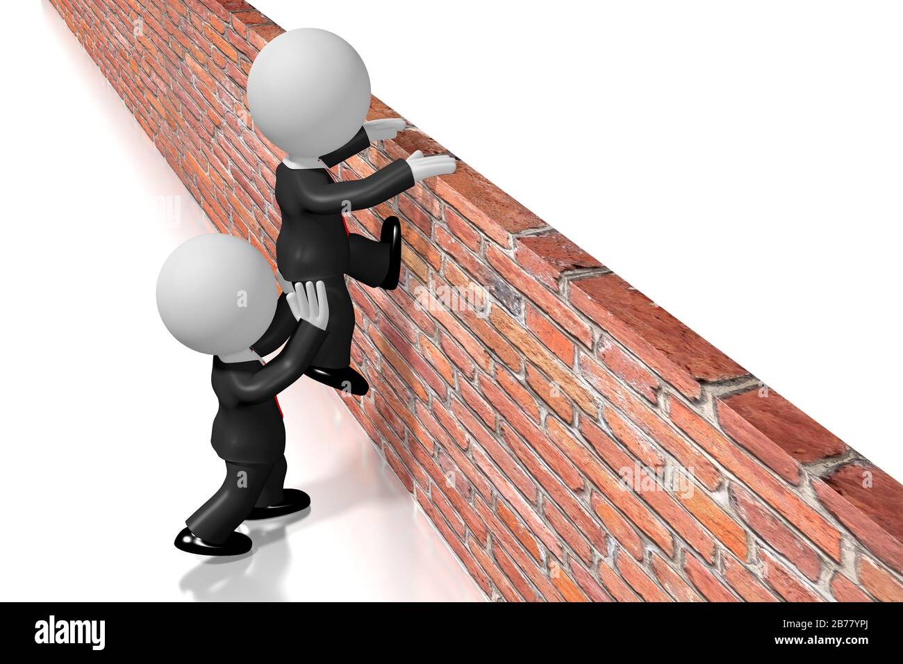 Helping getting over the wall concept Stock Photo