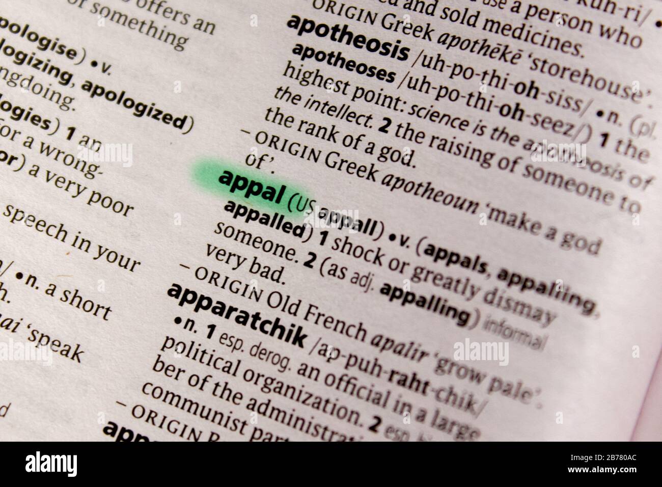 Appal word or phrase in a dictionary Stock Photo