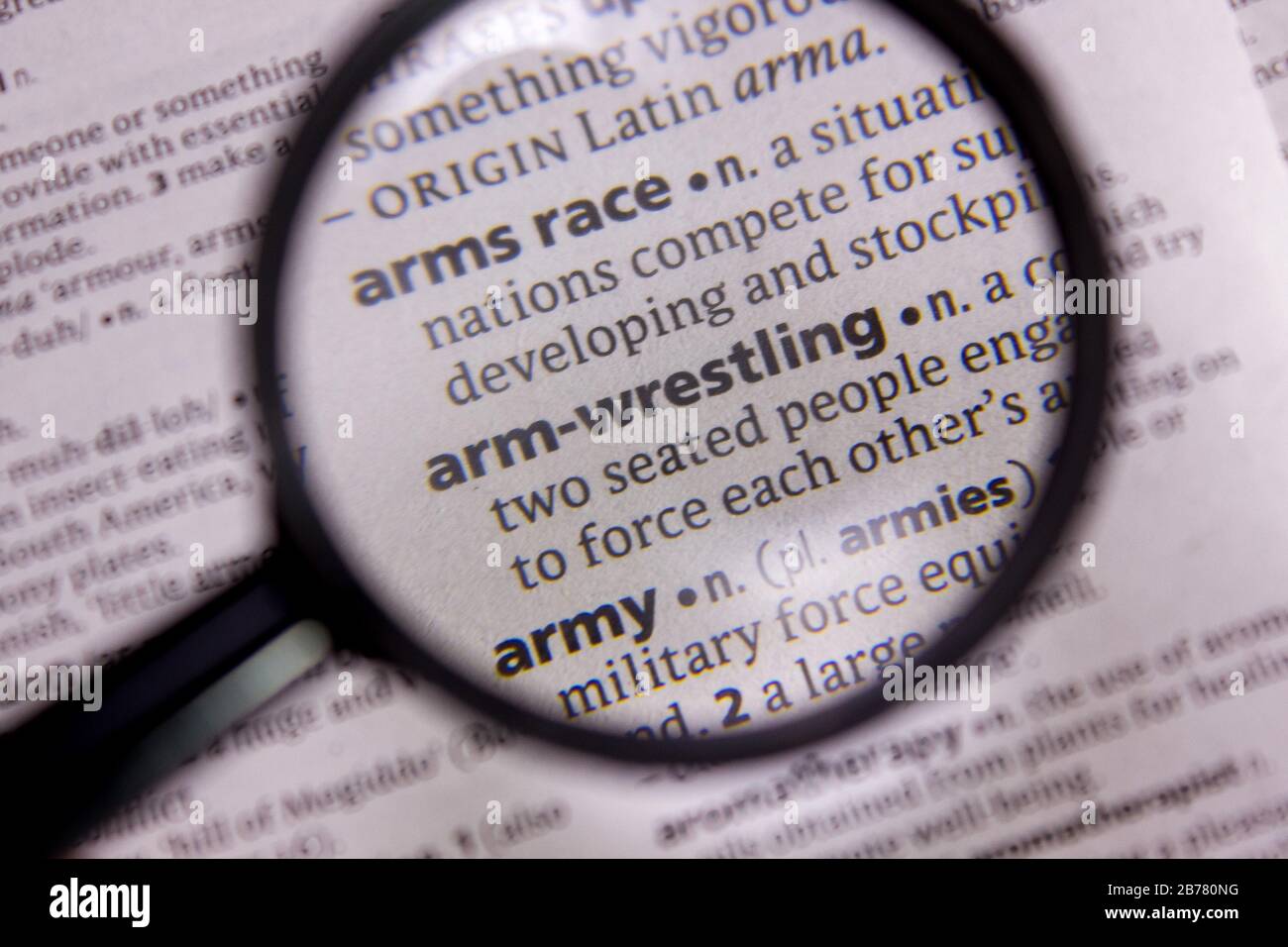 Armwrestling word or phrase in a dictionary Stock Photo Alamy