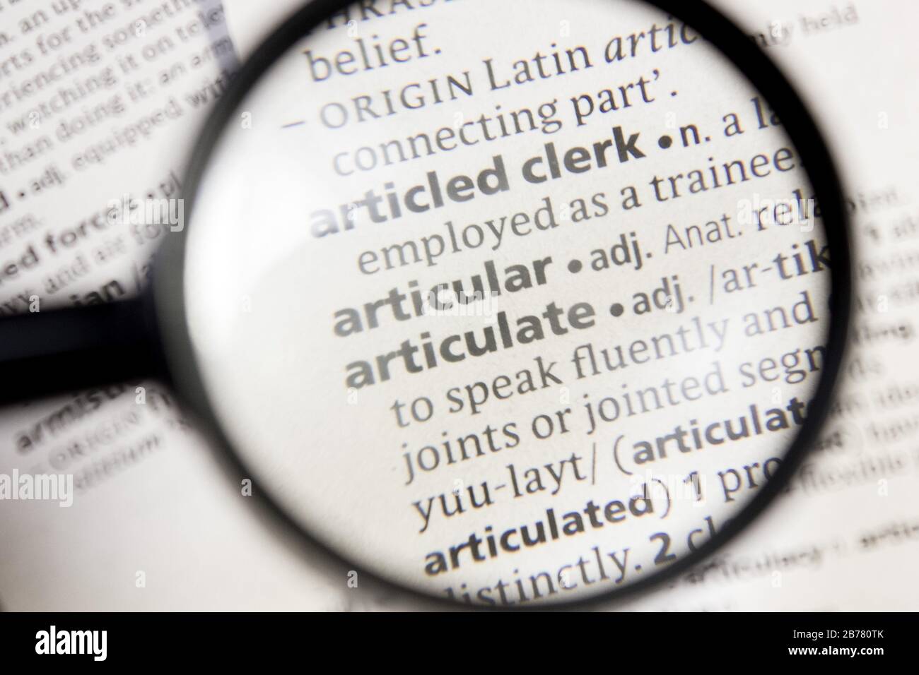 Articular and articulate word or phrase in a dictionary Stock Photo Alamy