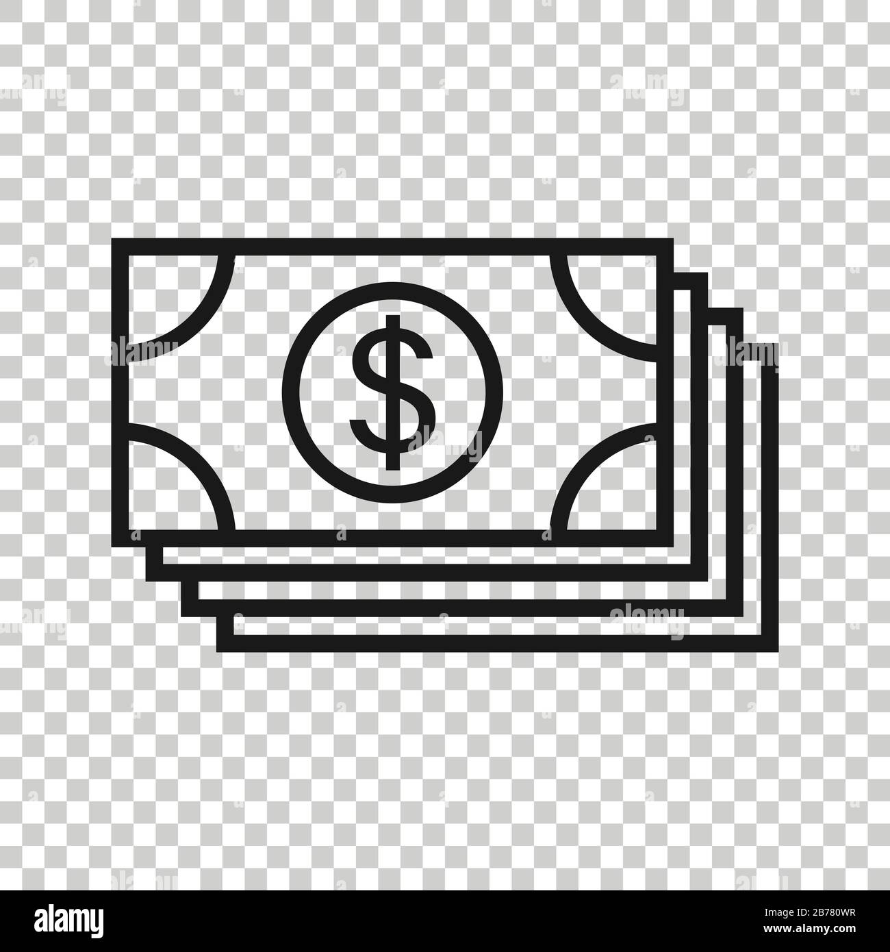 Dollar currency banknote icon in flat style. Dollar cash vector ...