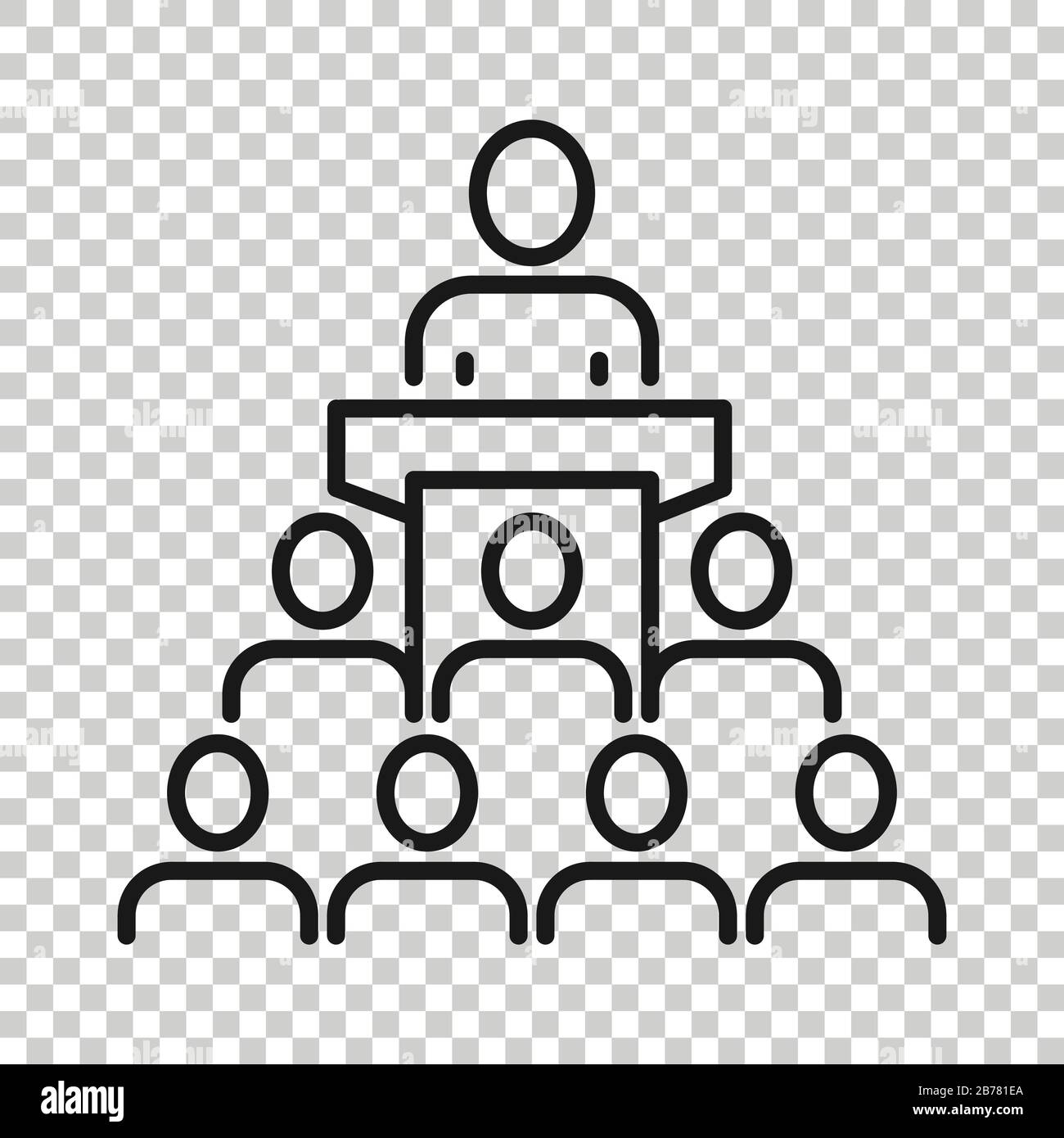 People on podium icon in flat style. Speaker vector illustration on white isolated background. Audience orator business concept. Stock Vector