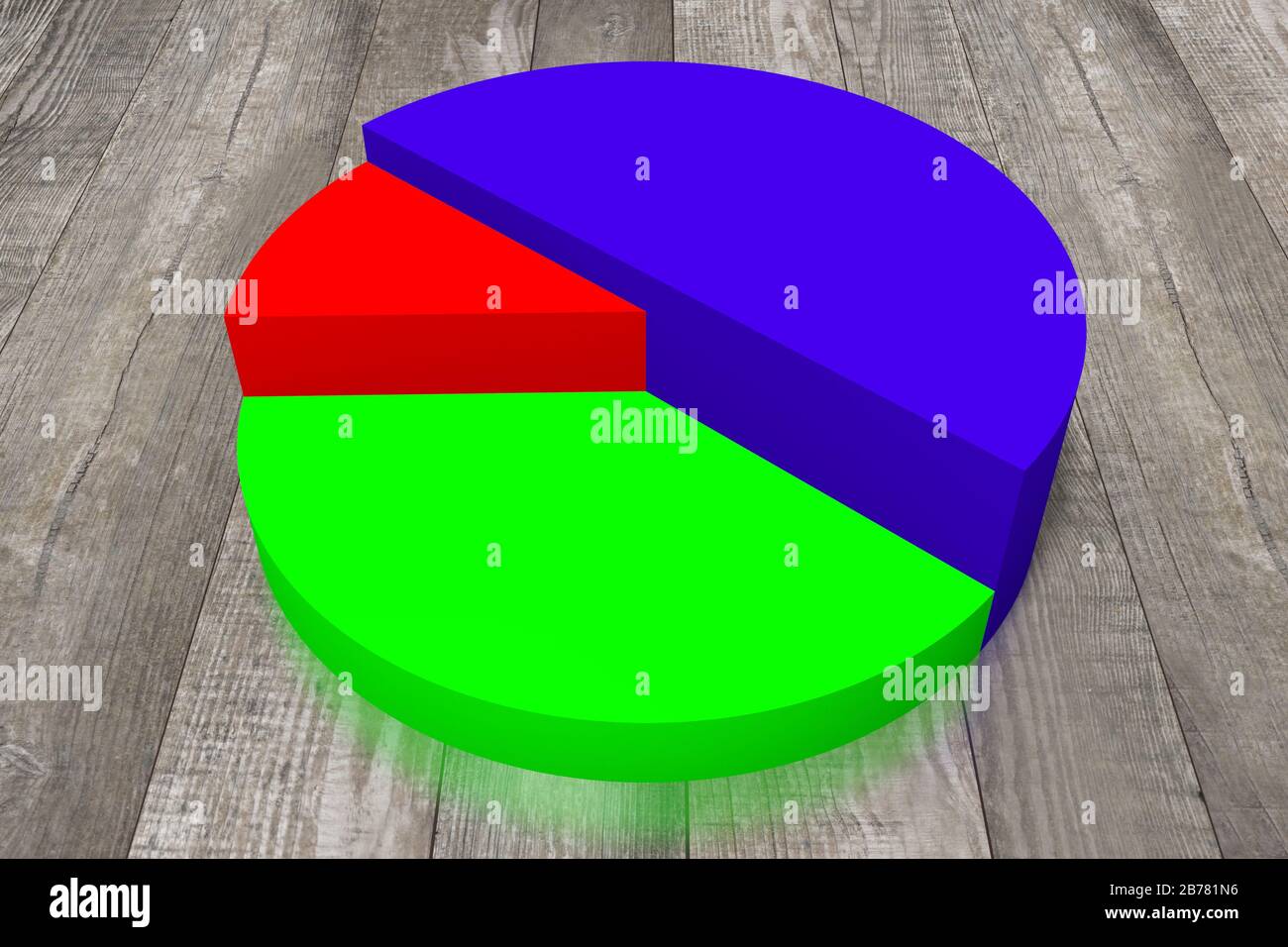 3D pie chart illustration, wood in background Stock Photo - Alamy