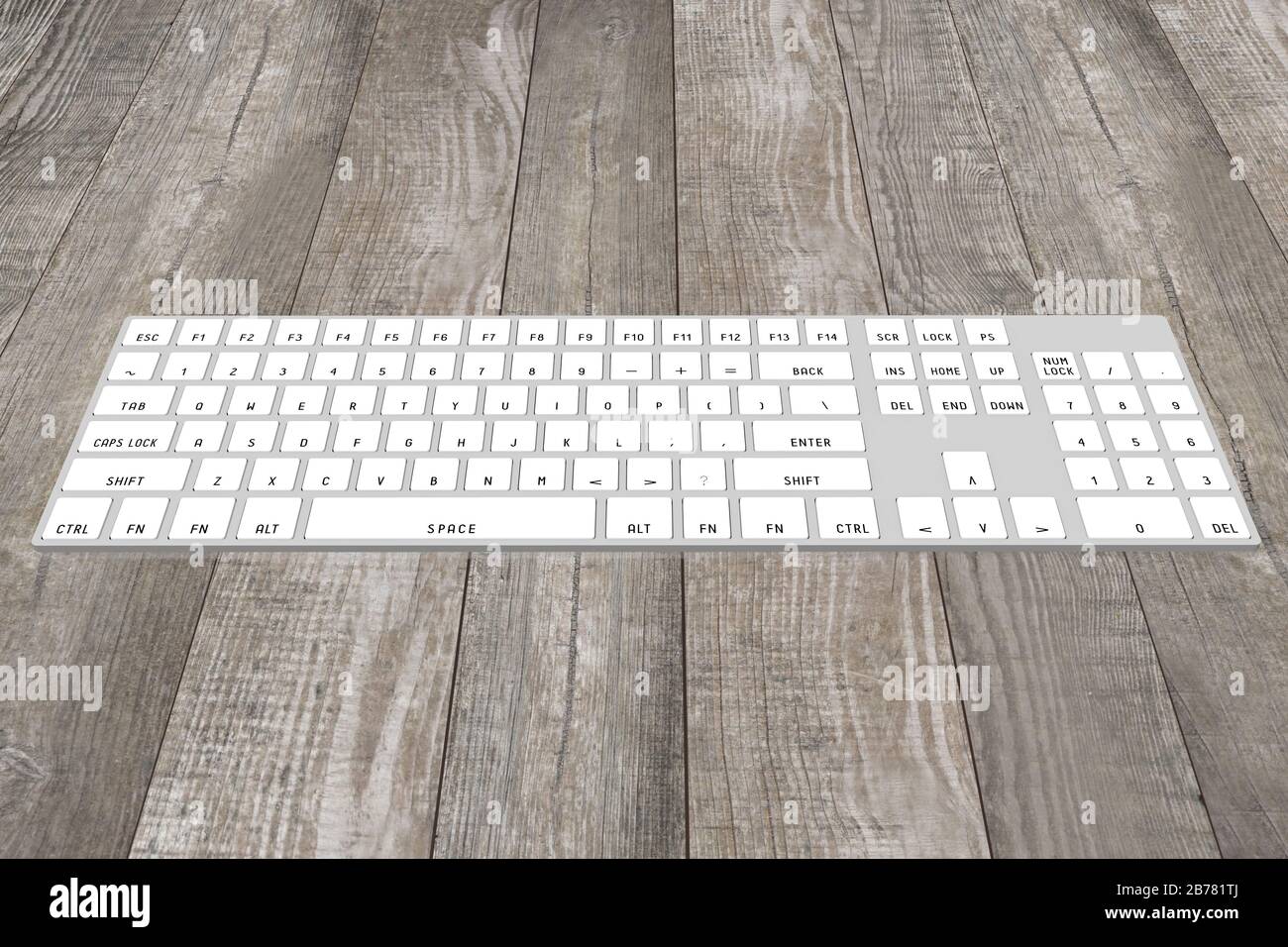3D keyboard, wood in background Stock Photo Alamy