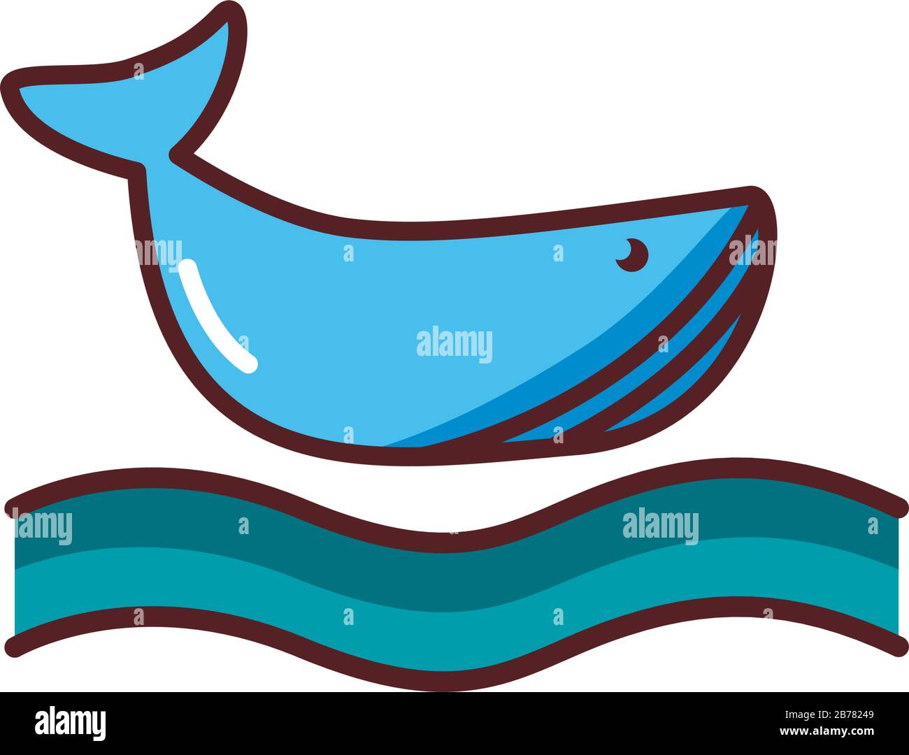 whale sea animal line color style icon Stock Vector Image & Art - Alamy