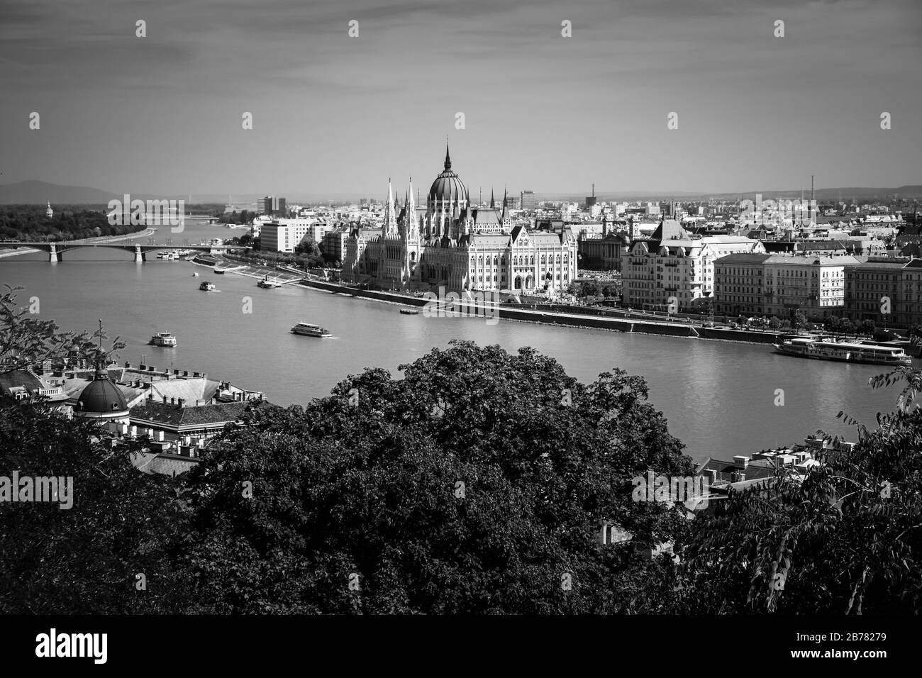 Pest Parlament Black and White image Budapest Stock Photo