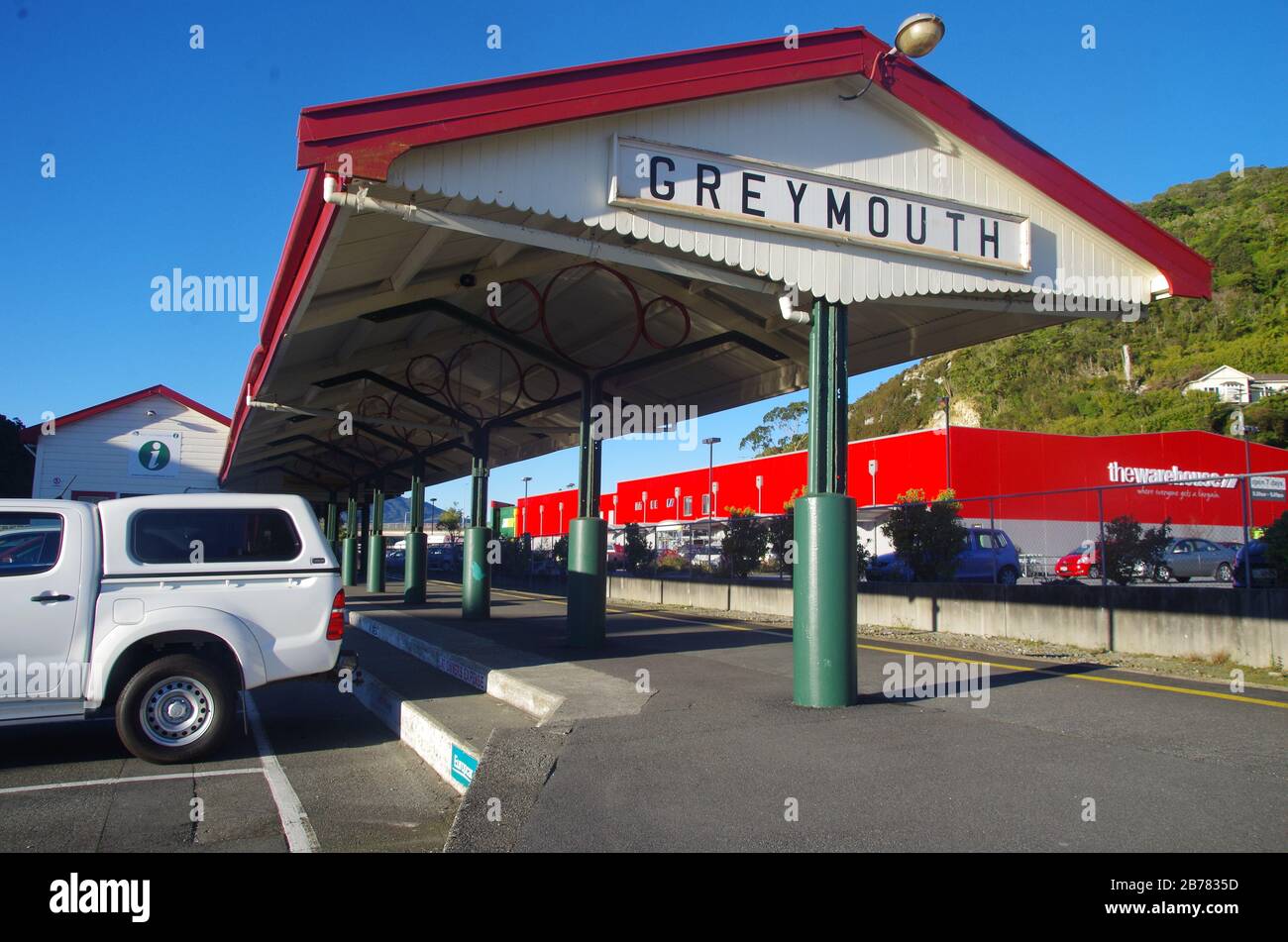 Greymouth train station. Alternative Te Araroa Trail route. West Coast. South Island. New Zealand Stock Photo