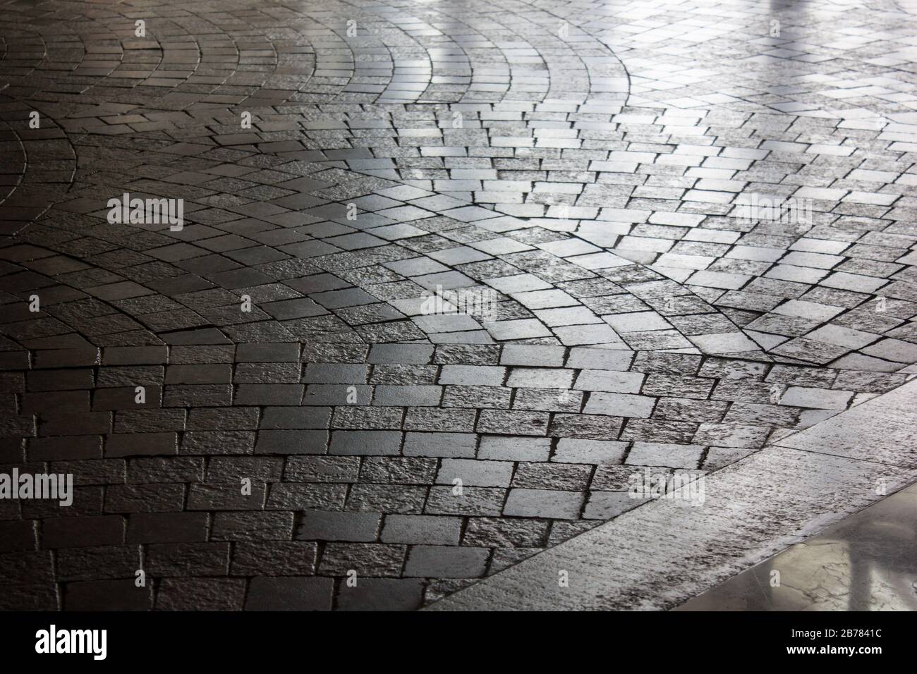 Cobbled stone way. Nice pavement stone pattern background Stock Photo