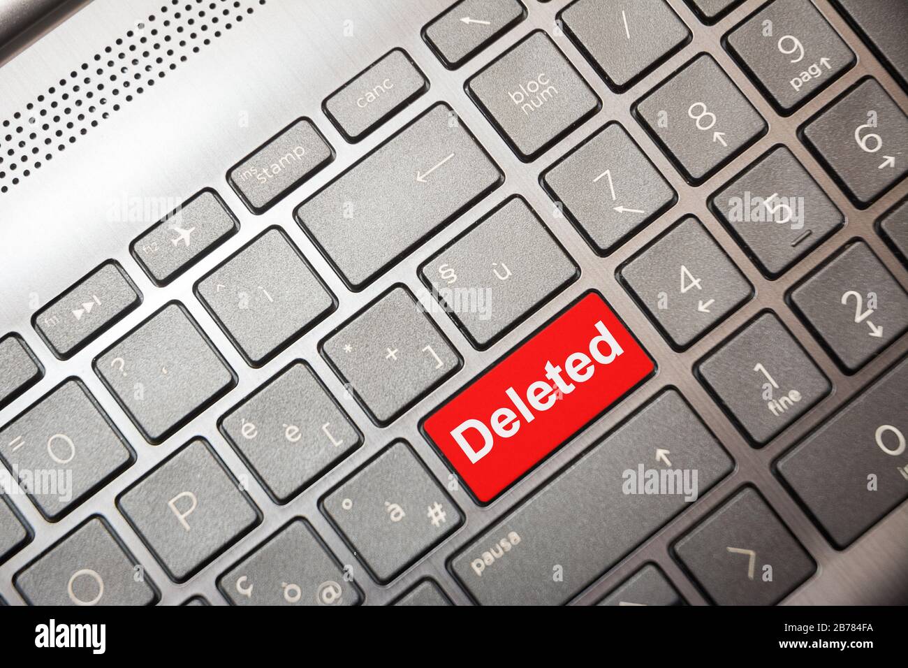 PC key with the red word Deleted Stock Photo