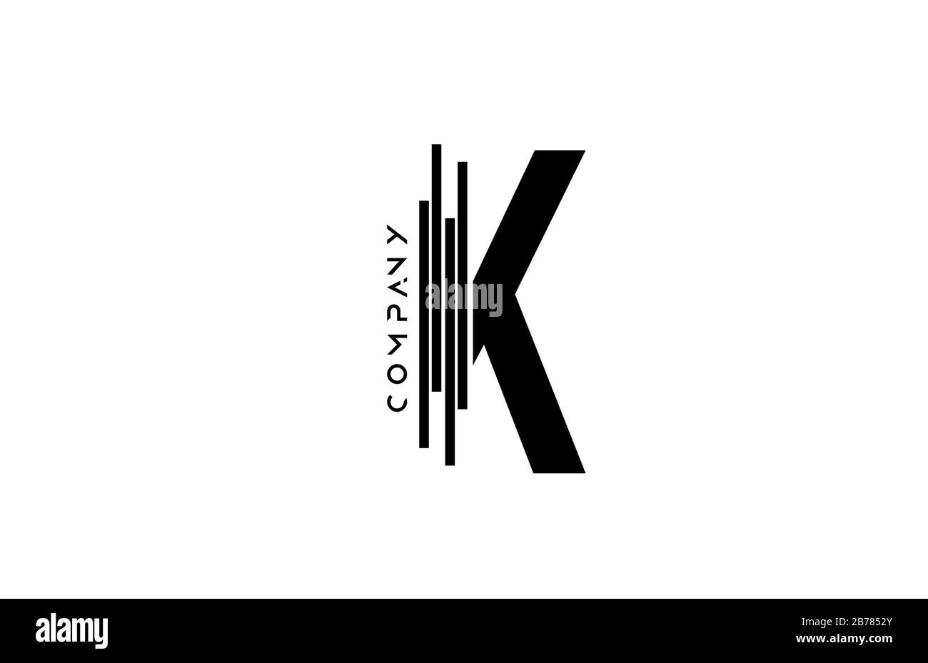 alphabet K black white letter logo design with lines icon for company ...