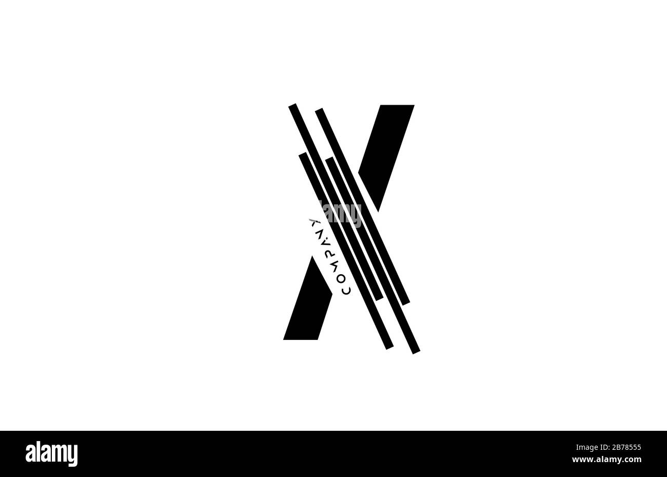 alphabet X black white letter logo design with lines icon for company ...