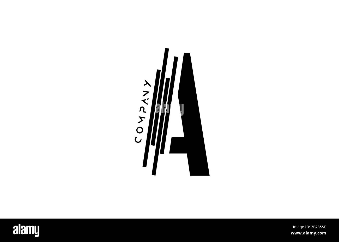alphabet A black white letter logo design with lines icon for company ...