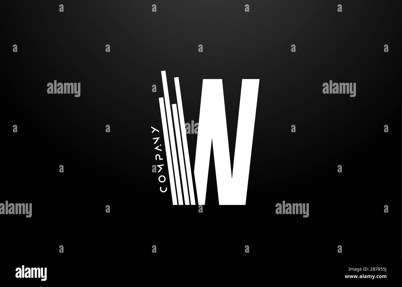 W black white letter alphabet logo design with lines icon for business ...