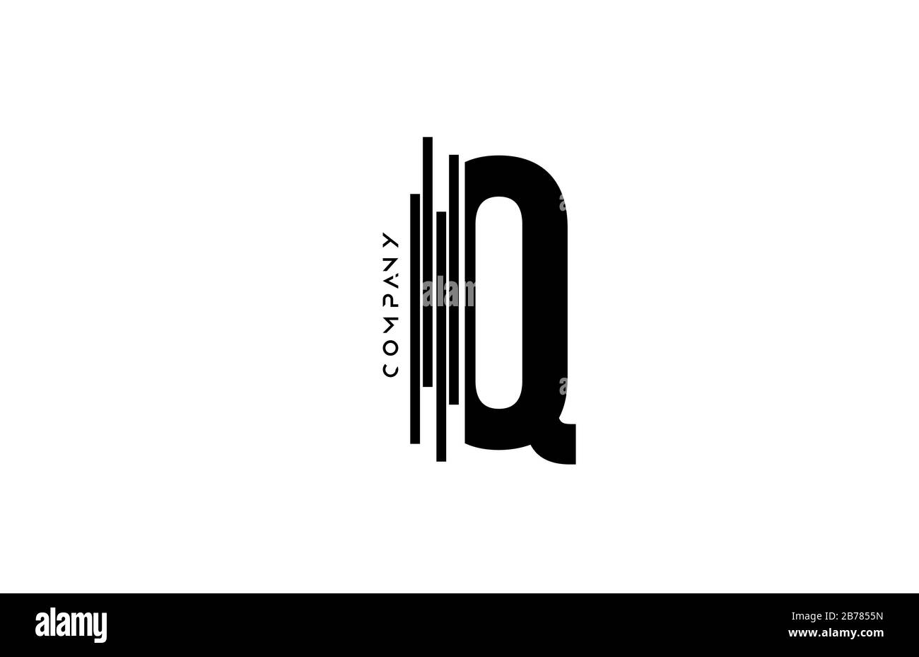 alphabet Q black white letter logo design with lines icon for company ...