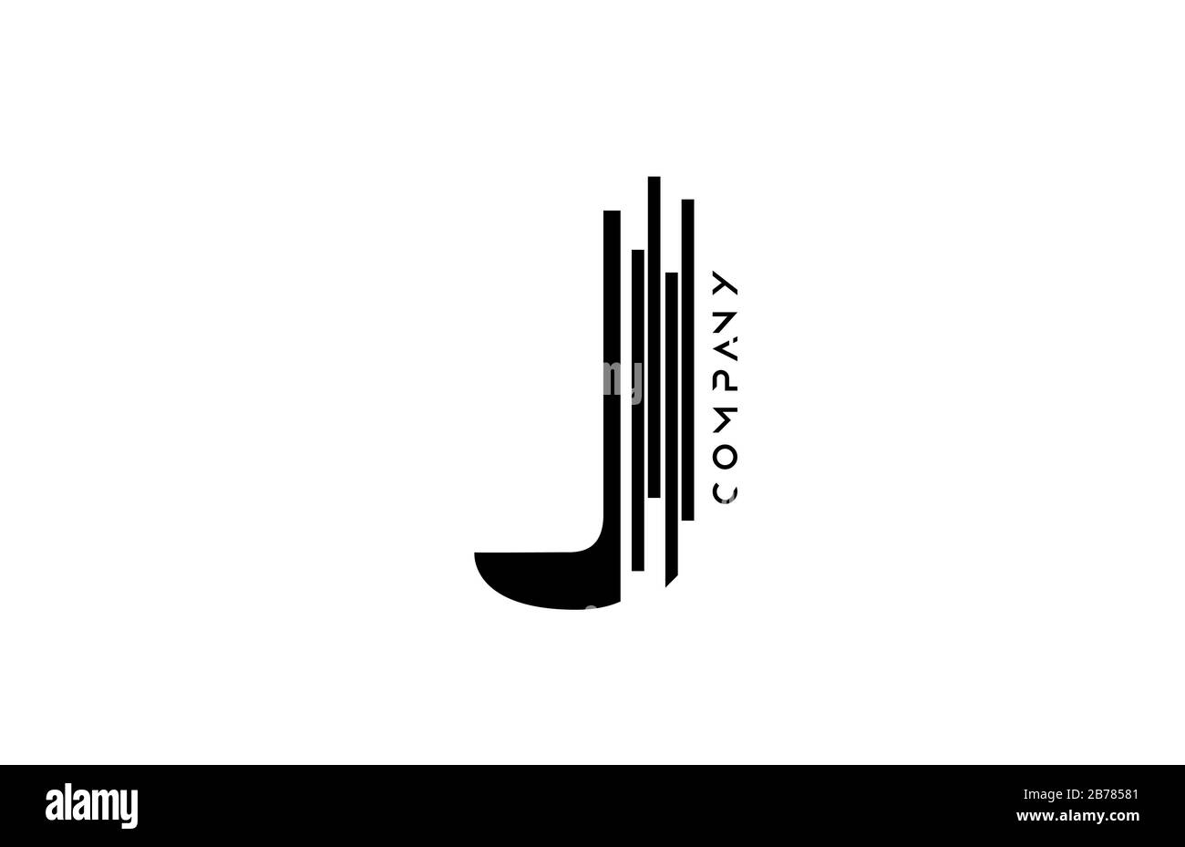 alphabet J black white letter logo design with lines icon for company ...