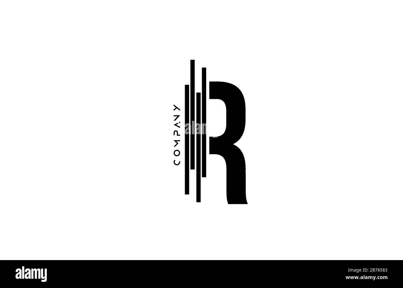 alphabet R black white letter logo design with lines icon for company ...