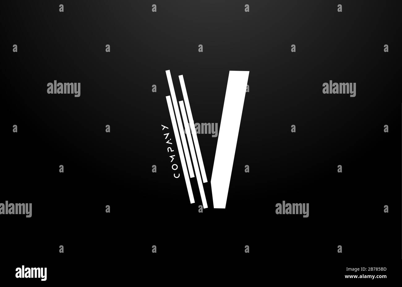 V black white letter alphabet logo design with lines icon for business ...