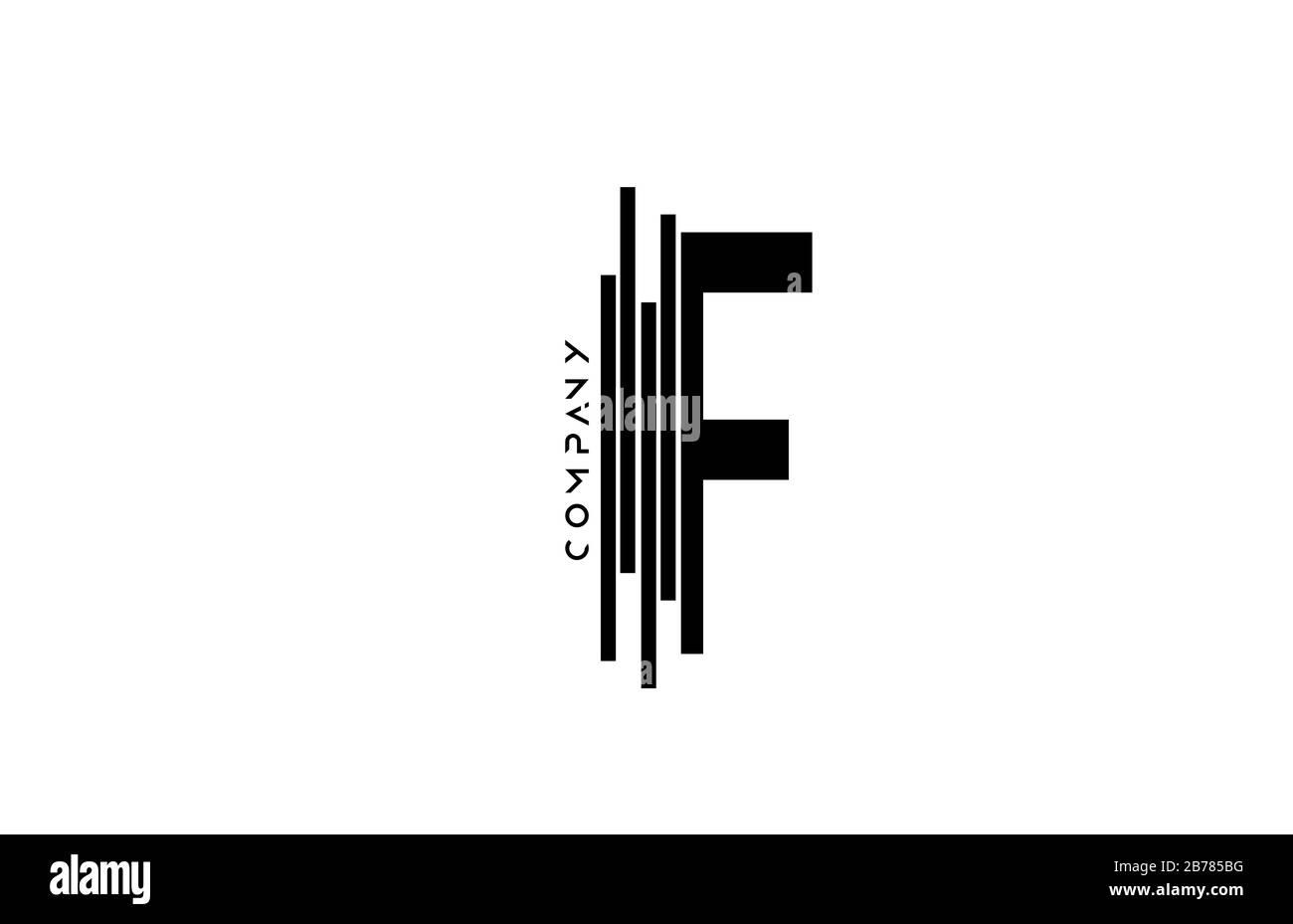 alphabet F black white letter logo design with lines icon for company ...