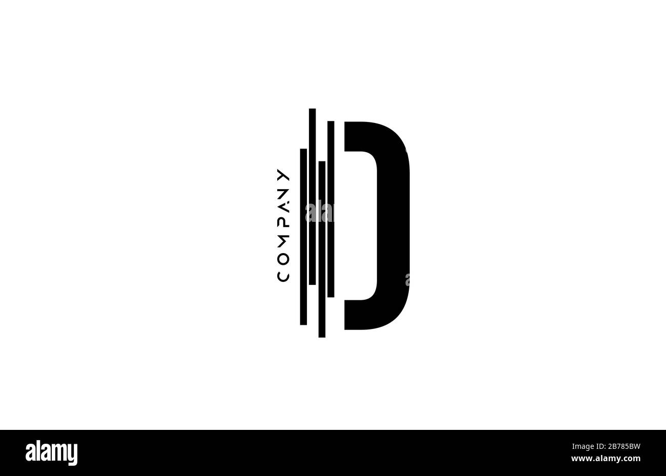 alphabet D black white letter logo design with lines icon for company ...