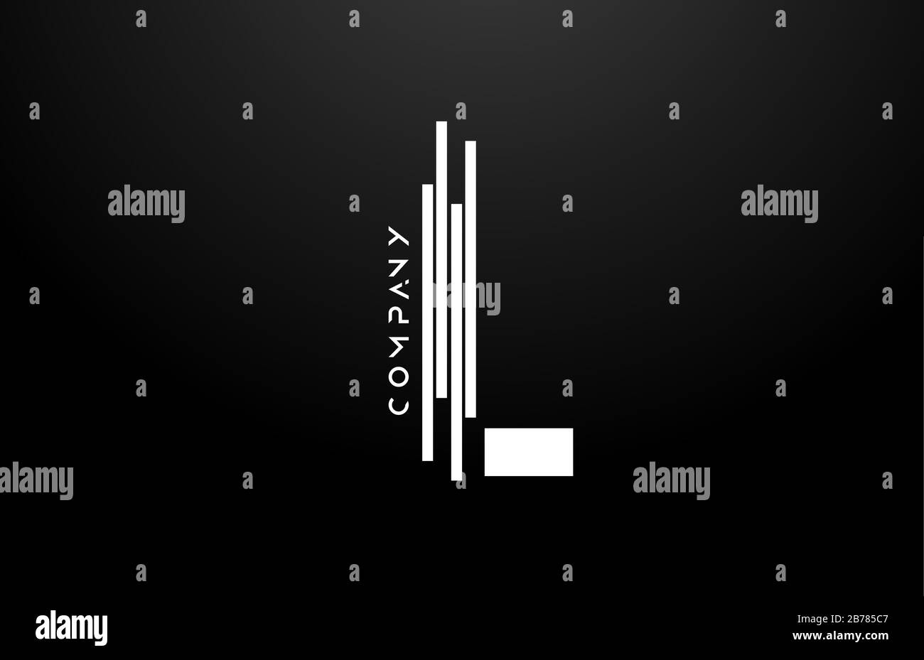 L black white letter alphabet logo design with lines icon for business ...