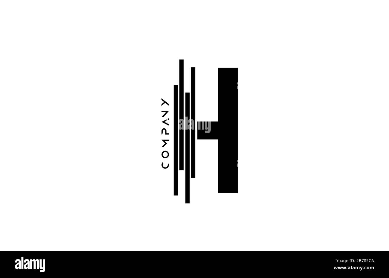 alphabet H black white letter logo design with lines icon for company ...