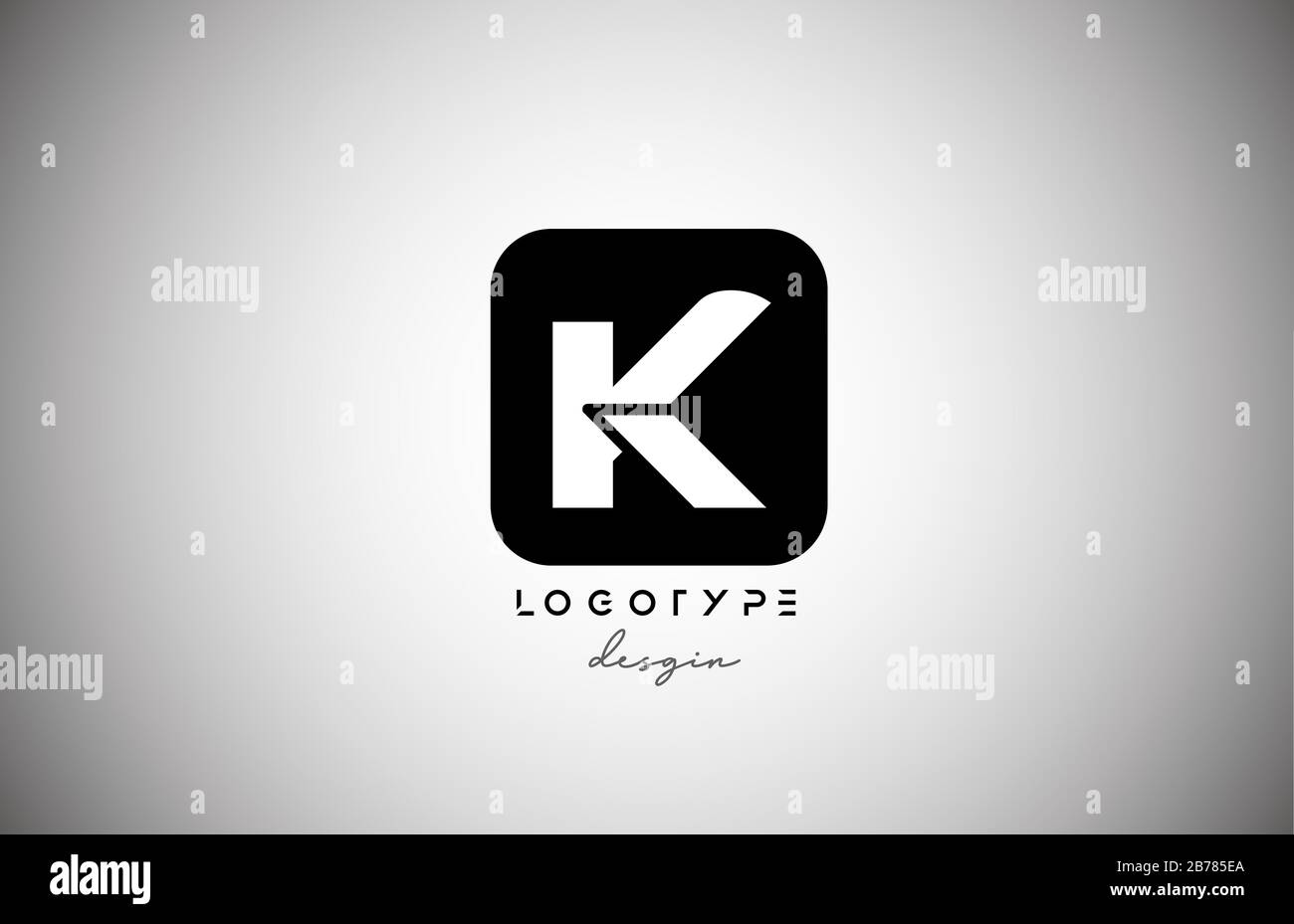 black white K square letter logo alphabet icon for business and company ...