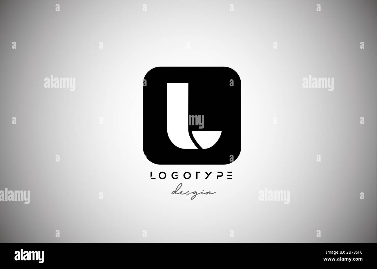 black white L square letter logo alphabet icon for business and company ...