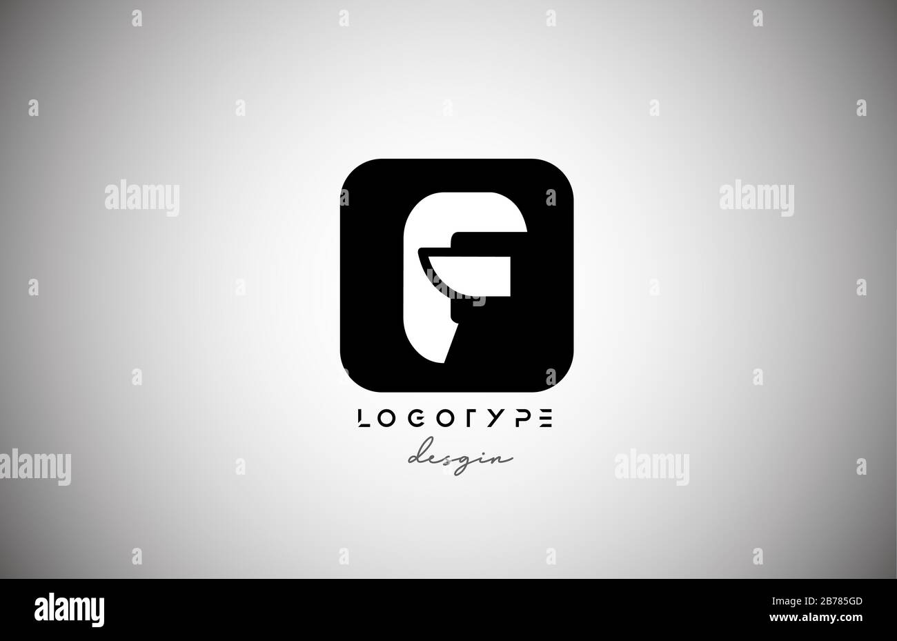 black white F square letter logo alphabet icon for business and company ...