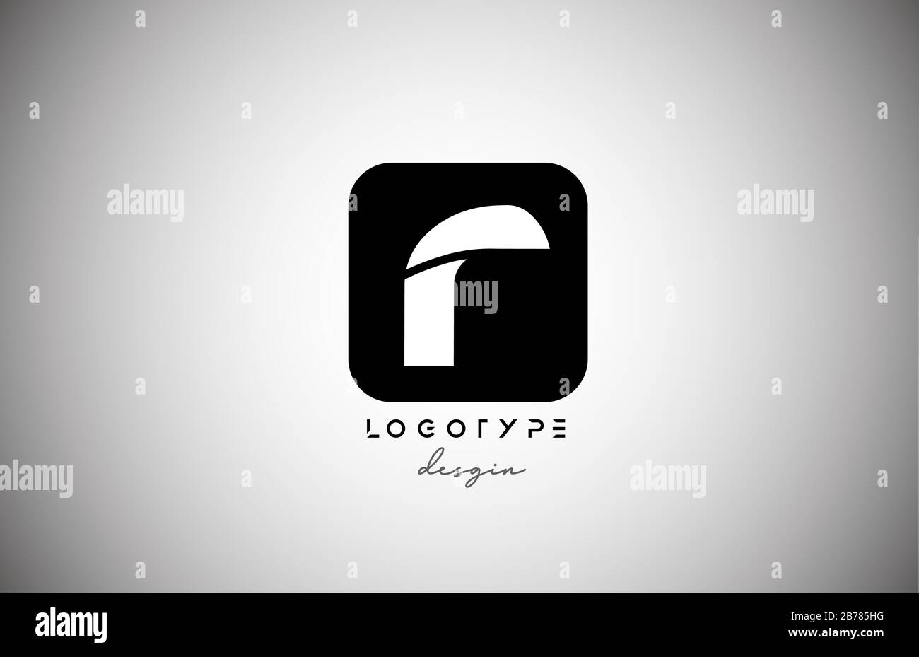 black white R square letter logo alphabet icon for business and company ...