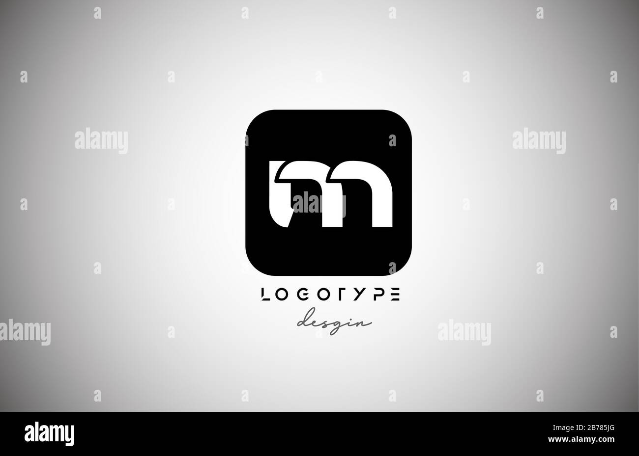 black white M square letter logo alphabet icon for business and company ...
