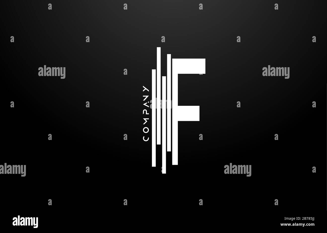 F black white letter alphabet logo design with lines icon for business ...