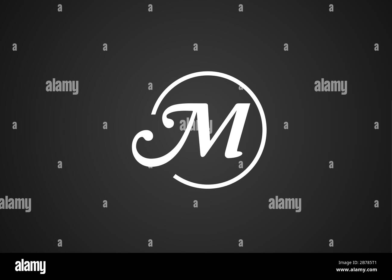 simple black white M letter logo icon alphabet with circle design for ...