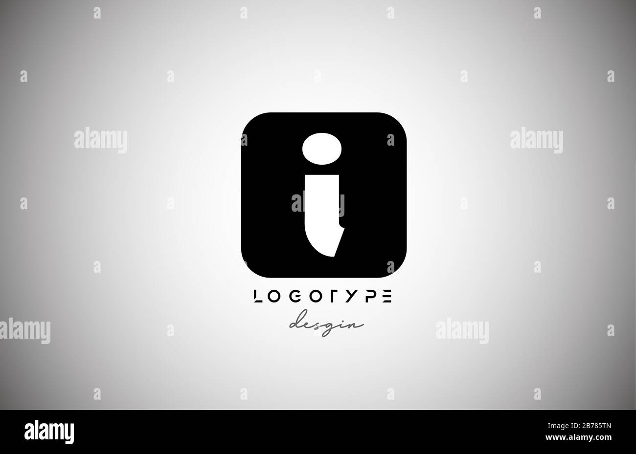 black white I square letter logo alphabet icon for business and company ...