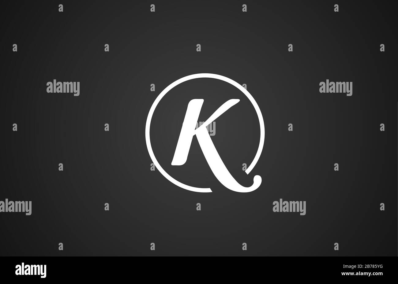 simple black white K letter logo icon alphabet with circle design for ...
