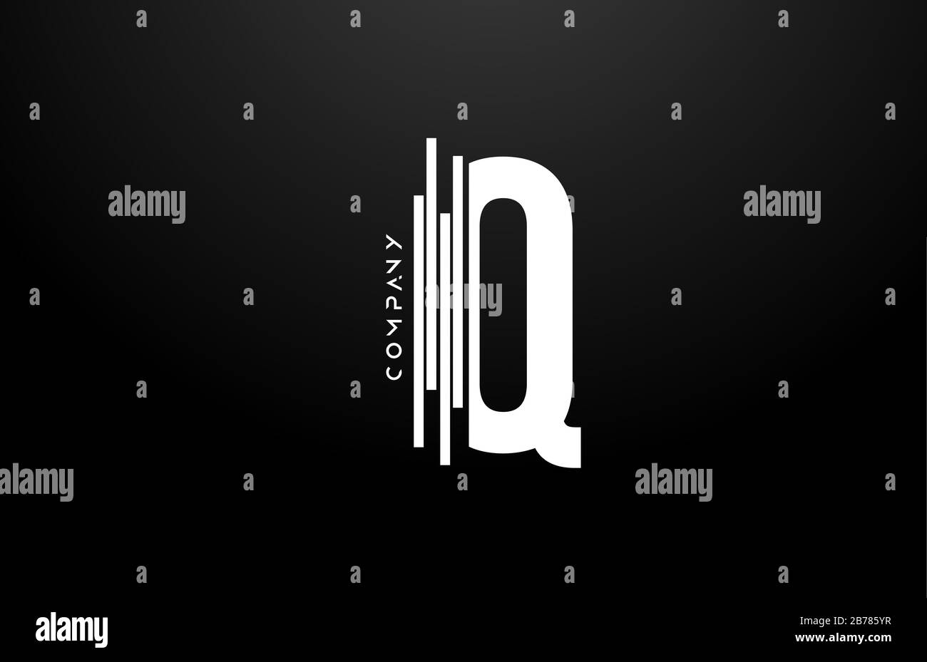 Q black white letter alphabet logo design with lines icon for business ...