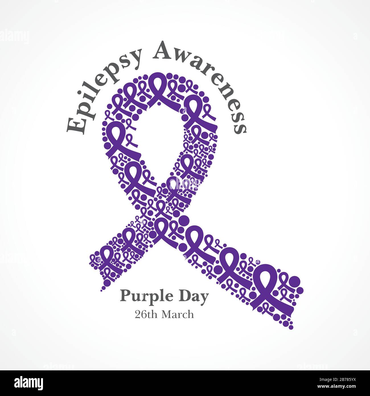 World Epilepsy day. March 26. Realistic purple ribbon symbol. Template for  poster with handdrawn lettering. Vector. Stock Vector by ©sunnysmilestock_  247498244