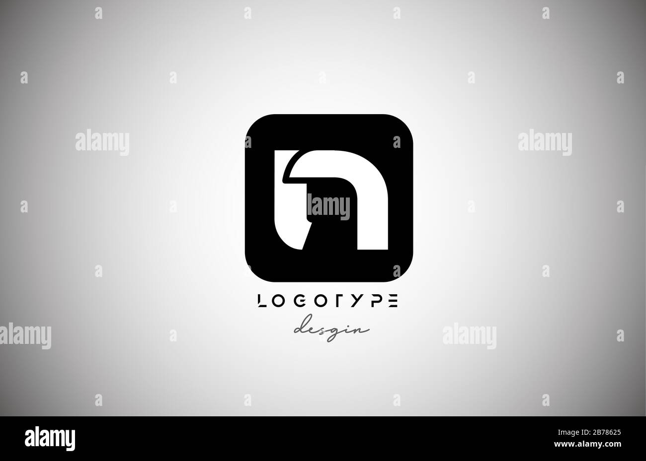 black white N square letter logo alphabet icon for business and company ...