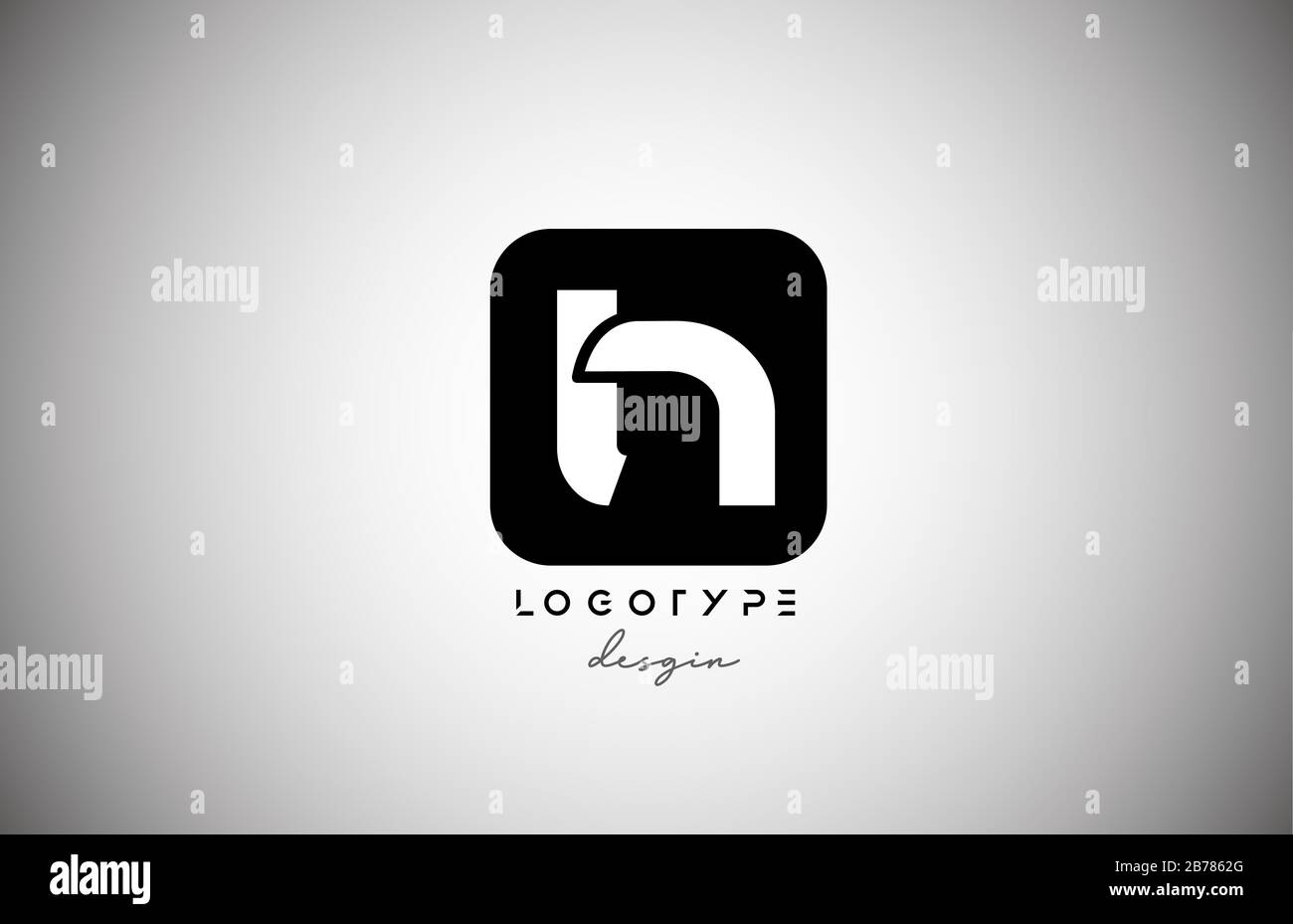 black white H square letter logo alphabet icon for business and company ...