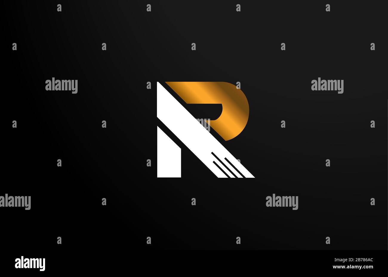 gold golden yellow white R logo letter alphabet icon design for ...