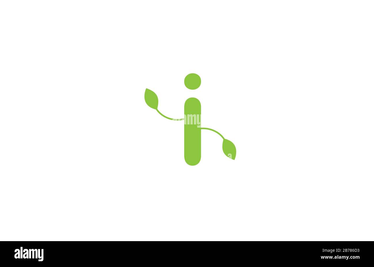 green leaf leafs letter i alphabet logo design icon for company and ...