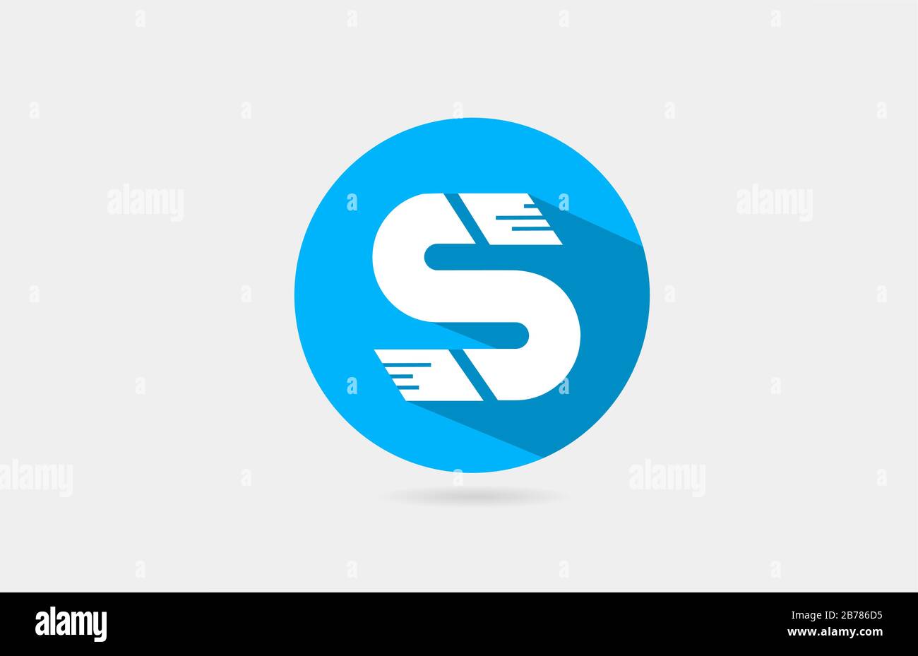 S alphabet letter logo long shadow blue white icon design for company ...