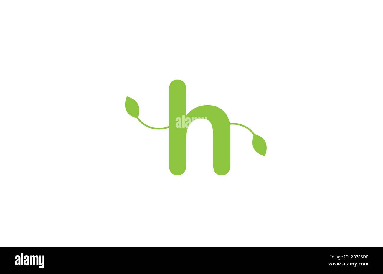green leaf leafs letter h alphabet logo design icon for company and ...
