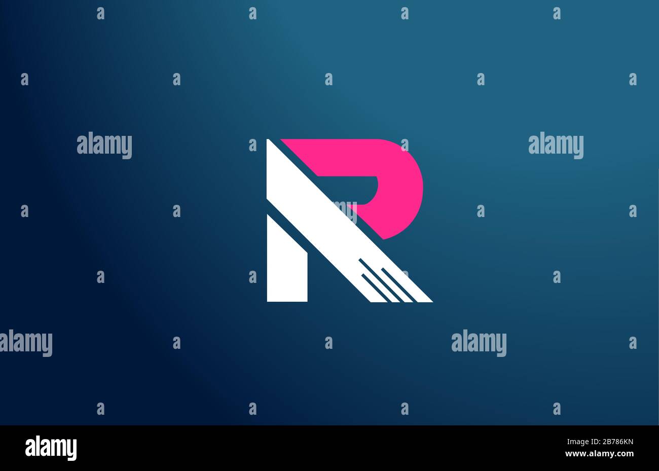 blue white pink alphabet R logo letter design icon for company and ...