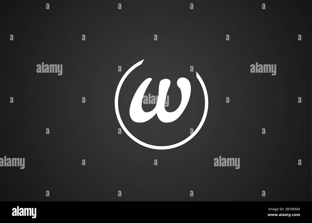 simple black white W letter logo icon alphabet with circle design for ...