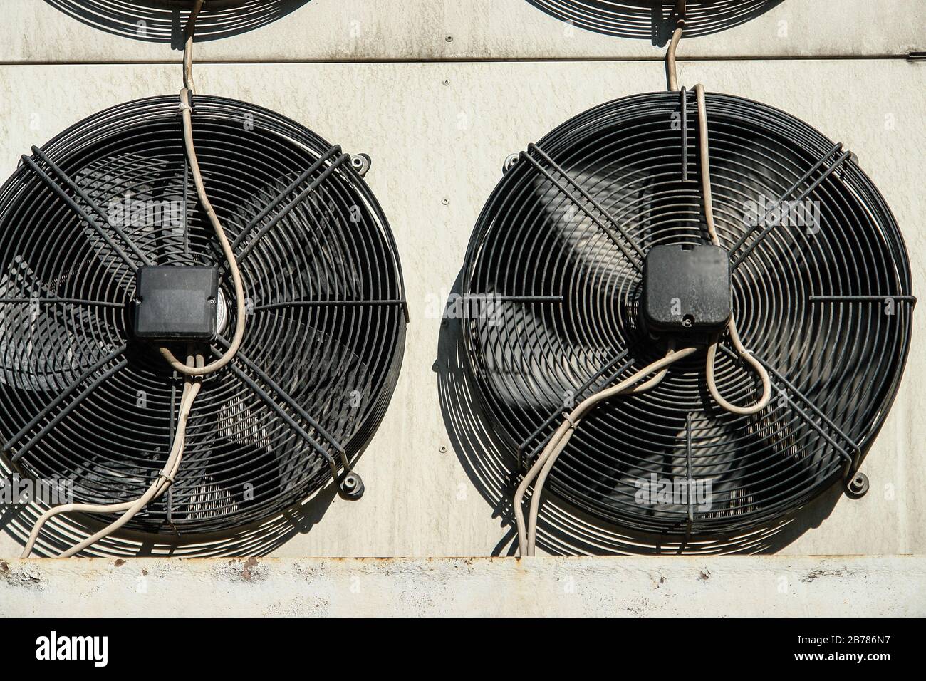 Air conditioning and refrigeretion system outside unit compressors and condensers Stock Photo
